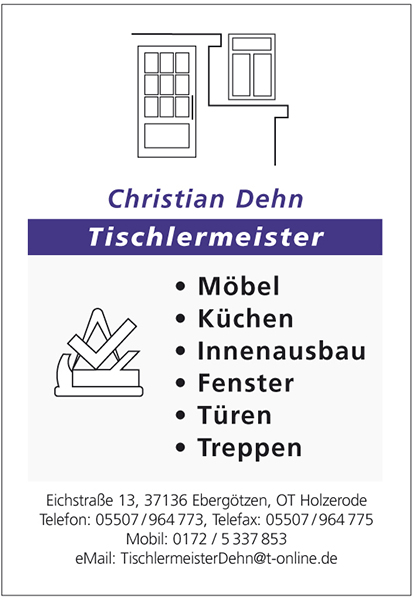 Christian Dehn - Tischlermeister - Holzerode